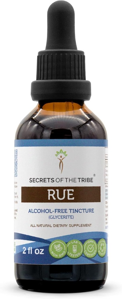 Geheimen van de stam Rue Alcohol-Free Liquid Extract, Rue (Ruta graveolens) Gedroogde kruiden Tinctuur Supplement (2 FL OZ)