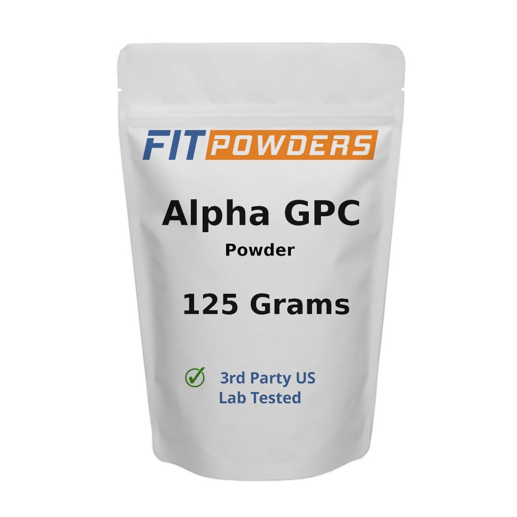 Alpha-GPC Powder 125 Gram, Non-GMO Alpha GPC Supplement Choline Powder, Vegan, Third Party Tested, Pre-workout, Geheugen en Focus, met Scoop