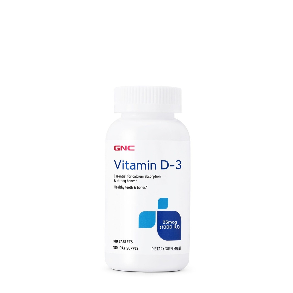 GNC Vitamine D-3 25mcg, ondersteunt gezonde tanden en botten, 180 tabletten