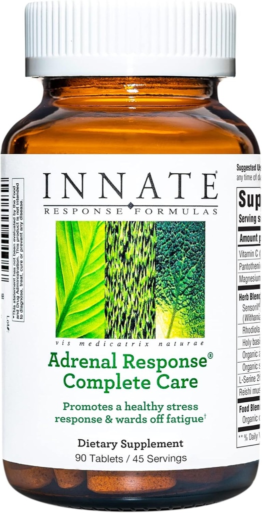 INNATE Response Formulas Adrenal Response Complete Care - With Ashwagandha - Promotes Optimal Stress Response - Wards Off Fatigue - Vegetarian, Gluten-Free, Non-GMO, Kosher - 90 tablets (45 Servings)