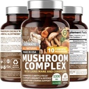 N1N Premium Paddenstoelen Complex [10X Krachtige Paddenstoelen] met Reishi, Lions Mane, Cordyceps, Chaga, Turkije Staart en Maitake ter ondersteuning van gezondheid, hersenfuncties en energieniveaus, 60 Veg Caps