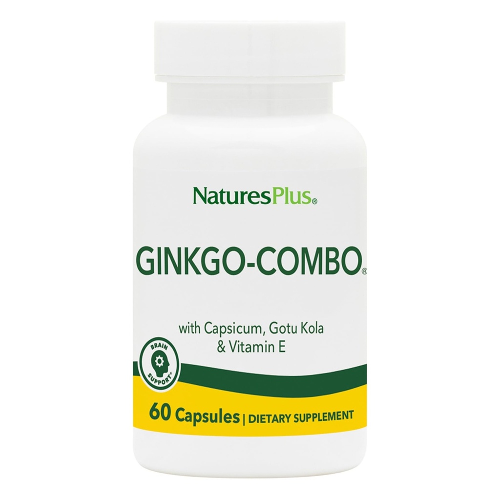 Natures Plus Gingko-Combo - 120 mg, 60 Vegan Capsules - Ginkgo Biloba - Vegetarisch, Glutenvrij - 60 porties