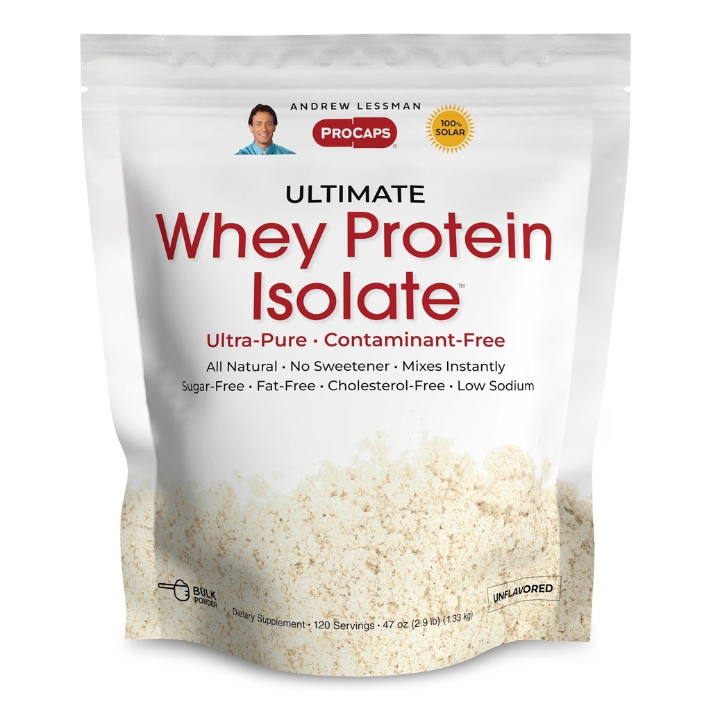 ANDREW LESSMAN Ultimate Whey Protein Isolaat 120 Servers - Ondersteunt workout herstel en Lean Muscle Non-GMO, Geen toegevoegde smaken, vet-vrij, suiker en zoetstof-vrije, gecertificeerde Kosher. Geen additieven