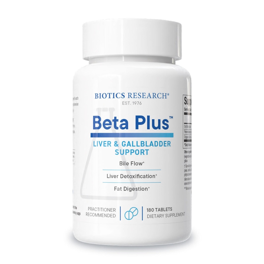 Biotica Onderzoek Beta-PlusTM Nutritional Ox Bile Zouten Digestieve enzymen Supplement voor de productie van gal voor geen galblaas-Ondersteunt de totale leverfunctie, Aids Fat Digestie, Levert Betaine 180 Tabs