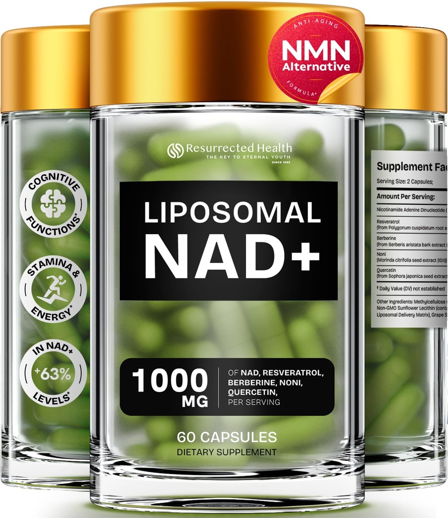 Liposomal NAD Supplement 500mg, NMN Supplement Alternative, 60 Capsules
