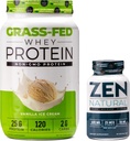 Nutrologie Gras Fed Wei Proteïne Poeder - Vanille Ice Cream Smaak (28 Servings) Zen Natural Magnesium Supplement (30 Servings)
