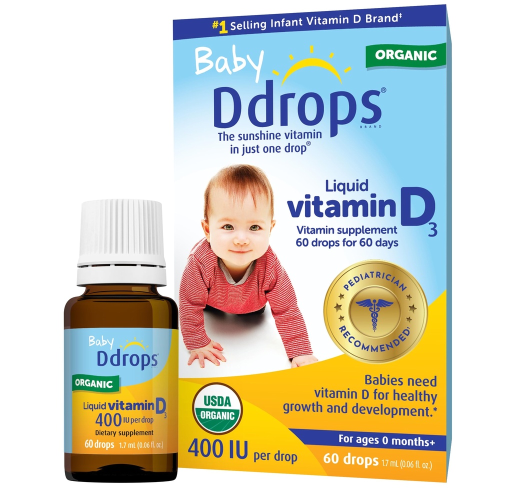 Ddrops Baby 400 IE, Vitamine D, 60 druppels 1,7 ml (0,06 Fl. Oz (verpakking van 1))
