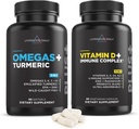 Livingood Daily Essentials Bundle - Krachtig supplement van Omega 3-6-7-9 Plus Kurkuma met vitamine D3 K2, Magnesium, Probiotic Blend en meer