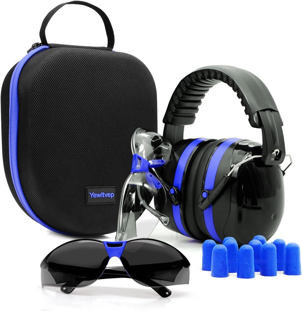Yewltvep schieten oorbescherming pistool bereik oorbescherming met Earmuffs, pistool veiligheidsbrillen, oordoppen, harde opslag geval