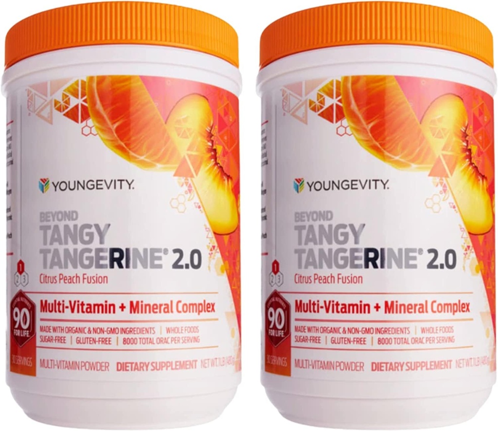 Youngevity Beyond Tangy Tangerine 2.0 Citrus Peach Ultimate Multi-Vitamine & Mineral Complex - Made with Natural & Whole Foods 