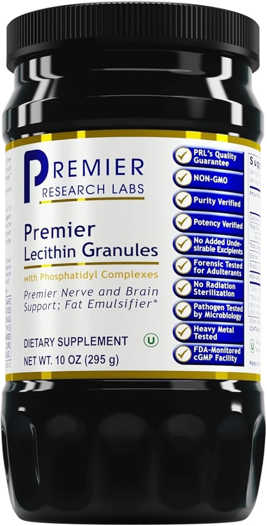Premier Research Labs Lecithin Granulaat - Soy Lecithin Granulaat, Lecithin Supplement, Lecithin for Baking, Non GMO, Food Grade Fosfolipide for Brain & nerve Support - 10 oz