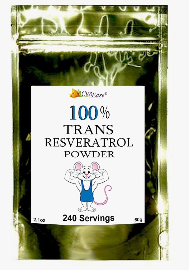 100% Pure Trans Resveratrol Poeder 240 Serves 2.1 oz (60 Gram) 250mg Per portie