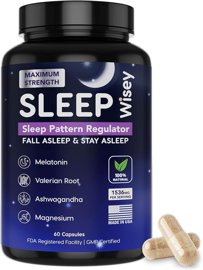 Wisey natuurlijke slaaphulp - bevordert gezonde slaap en ontspanning - kruiden slaapsupplement voor volwassenen met Valeriaan, Melatonine, Magnesium, Ashwagandha - niet-habit vorming - 60 capsules