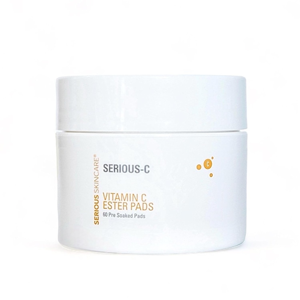 Serious Skincare - Vitamine C Ester Pads - Hyaluronzuur - Anti-Aging gezichtsbehandeling voor smoother Radiant Skin - Fruit en suikerriet Extracten - Pre-Soaked Facial Disc - 60 Tellen (1 verpakking)
