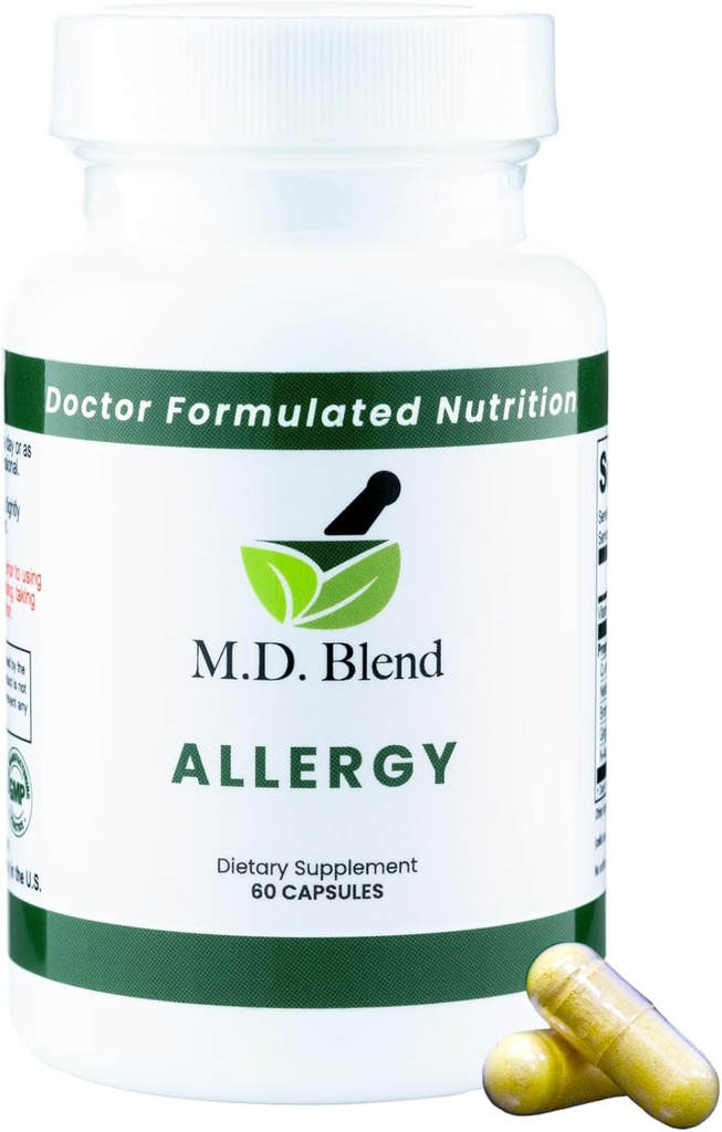 Allergie - Uitgebreide ondersteuning voor seizoensallergieën en ademhalingswellness - Natuurlijke ingrediënten - quercetine, brandnetelwortel, bromelaïne, N-acetyl L-cysteïne - 60 capsules