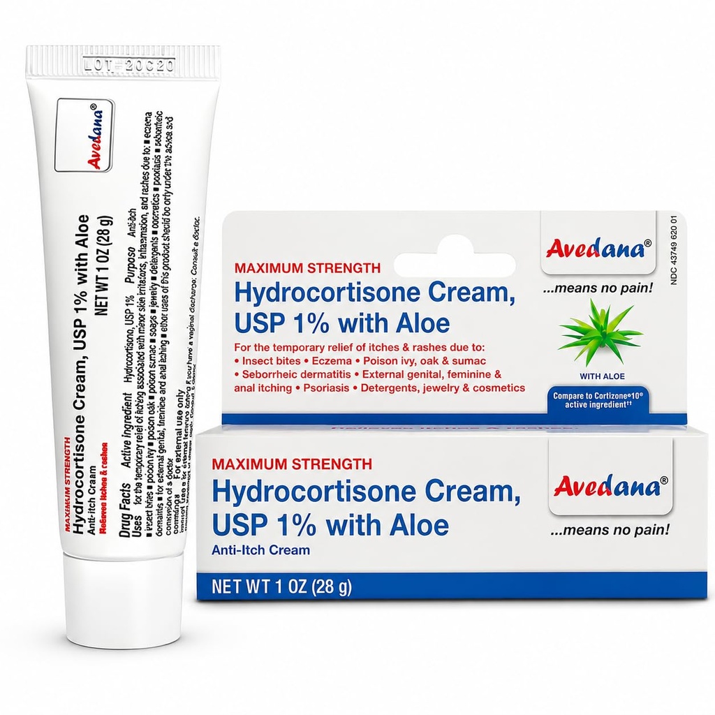 Hydrocortison Cream 1 Ounce Eczeam Cream met Aloe Vera 