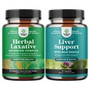 Bundel van Herbal Laxative Capsules met Probiotica en Lever Reiniging Detox & Repair Formula - Natuurlijke Colon Detox Digestief Ondersteuningssysteem - Herbal Lever Ondersteuning Supplement met Melkdistel