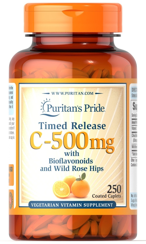 Puritan's Pride Vitamine C 500 mg met Rose HIPS Caplets, 250 Tellen