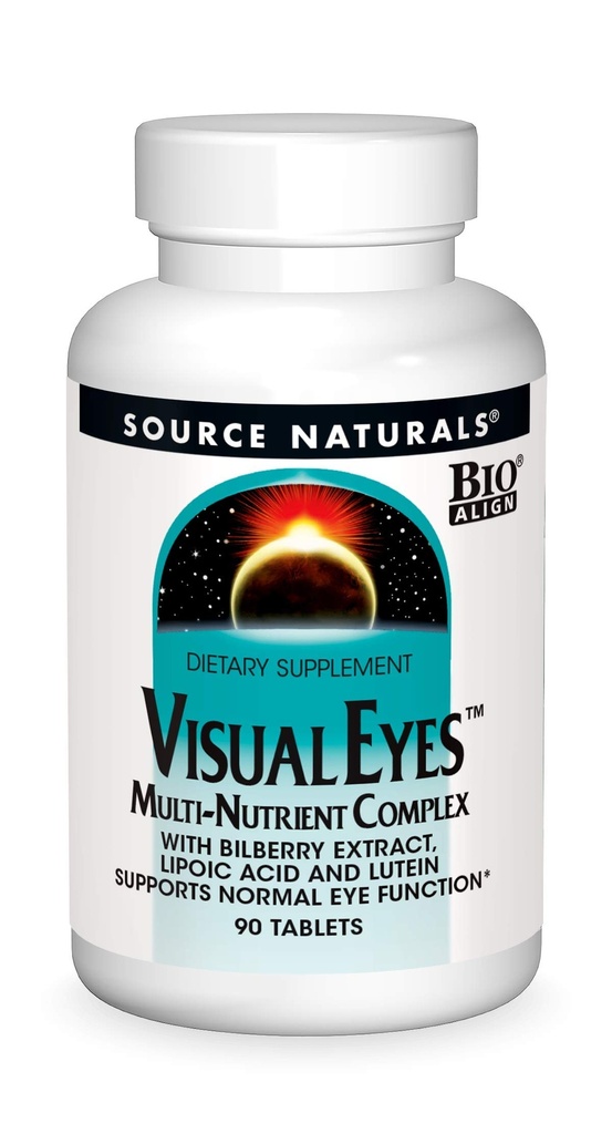 Bron Naturals Visual Eyes Dieetsupplement - Multi-Nutrient Complex met bosbessenextract, Lipoïnezuur en Luteïne - 90 tabletten