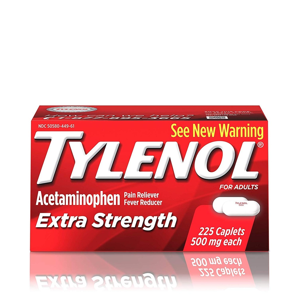 Tylenol Extra sterkte Capletten met 500 mg acetaat, pijnstiller en koortsreducer, 225 st.