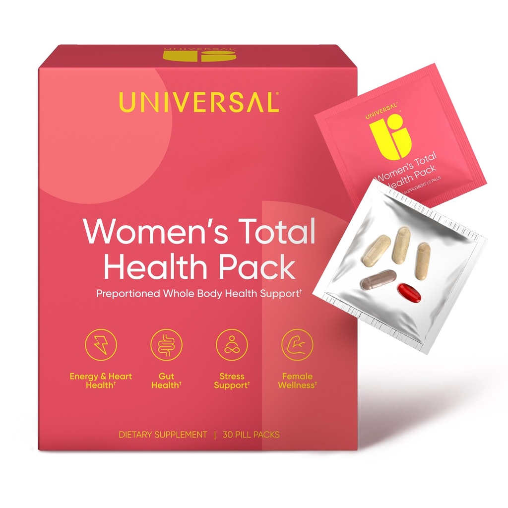 Vrouwen Total Health Daily Vitamine Packs - Alles in één Multivitamine voor vrouwen, essentiële vitamines & mineralen voor energie, stress, spijsvertering & Gut Health, Vrouwelijke Wellness Supplement, 30 Packets
