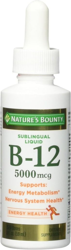 Nature's Bounty B-12 5000 mcg Sublingual Liquid Energy Health 2 oz (pakket van 5)