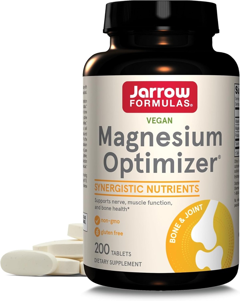Jarrow Formules Magnesium Optimizer - 200 tabletten - Ondersteunt Bone Health & Muscle Function - Oefening & Endurance Voordelen - Inclusief Taurine, P5P & Vitamine B6 - 100 porties