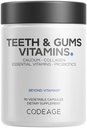 Codeage Tanden & Gums Vitaminen + Orale Probiotica Supplement voor Mond - Whole Food Calcium, Collageen, Kalium, Vitamine C, D3, K2, Zink Mondverzorging & Dental Multivitamine Supplementen - 90 Capsules
