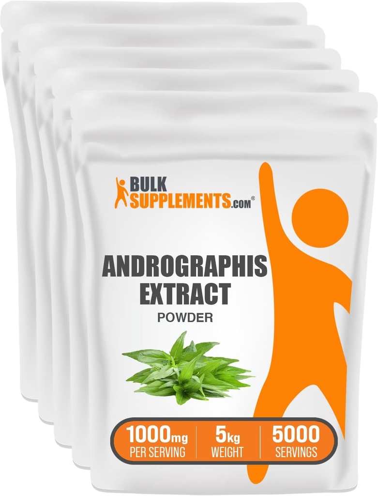 BulkSupplements.com Andrographis Extract Powder - Andrographis Paniculata, Kruidensupplement, Andrographis Powder - Glutenvrij, 1000mg per portie, 5kg (11 lbs)