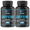 FXSUPPS Cafeïne 200 mg Pillen (2-Pack, 400 Capsules) Snelwerkende energie-ondersteuningssupplement voor mannen en vrouwen Ondersteunt Alertheid, Focus &amp; Materiële Functie