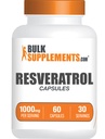 BulkSupplements.com Resveratrol Capsules - Resveratrol Supplement, Polygonum Cuspidatum, Resveratrol 1000mg - Antioxidanten Supplement, Resveratrol Pillen - 2 Capsules per portie, 60 Capsules