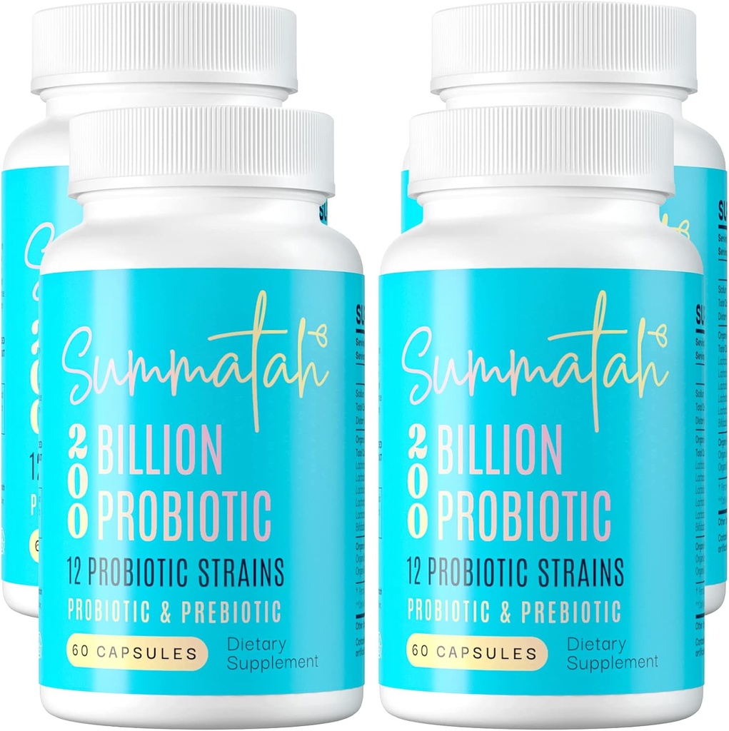 200 Billion CFU Probiotics - Probiotics for Women and Men, 12 Probiotic Strains with Prebiotic, for Immune Digestive Gut Health Bloating & Gas, Shelf Stable - 240 Days Supply