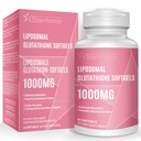 Liposomale Glutathion Softgels 1500MG, Verminderd Glutathion Supplement met Vitamine C, Betere Absorptie, Niet-GMO Krachtige Antioxidant voor gezonde veroudering, Detox, Immune Health, 60 Softgels