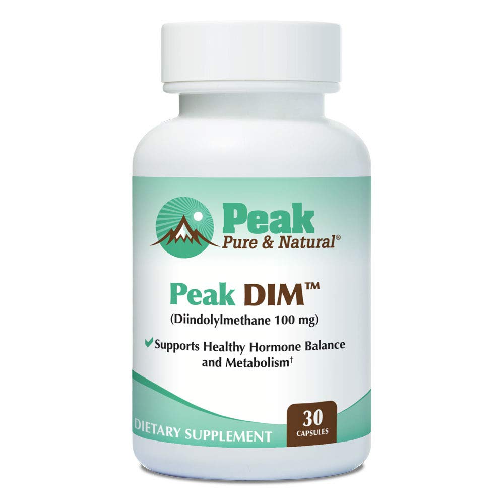 Peak Pure & Natural Peak DIM - Ondersteuning van gezonde hormonen en oestrogeenbalans - Voedingsondersteuning Supplement 100mg - 30 capsules