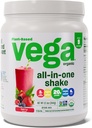 Vega Organic All-in-One Vegan Protein Powder, Berry - Superfood Ingredients, Vitamines for Immunity Support, Keto Friendly, Pea Protein for Women & Men, 12.1 oz (Packaging May Vary)