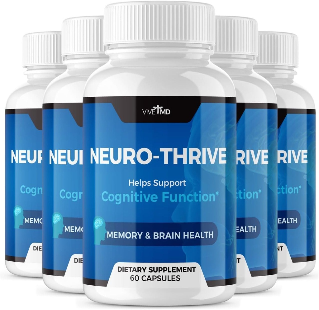 VIVE MD Neuro Thrive Brain Supplement - Officiële Formule - Neuro Thrive PQQ, Neuro Thrive voor extra sterkte met Ginkgo Biloba Extract, Siberische Ginseng Extract (5 Pack)