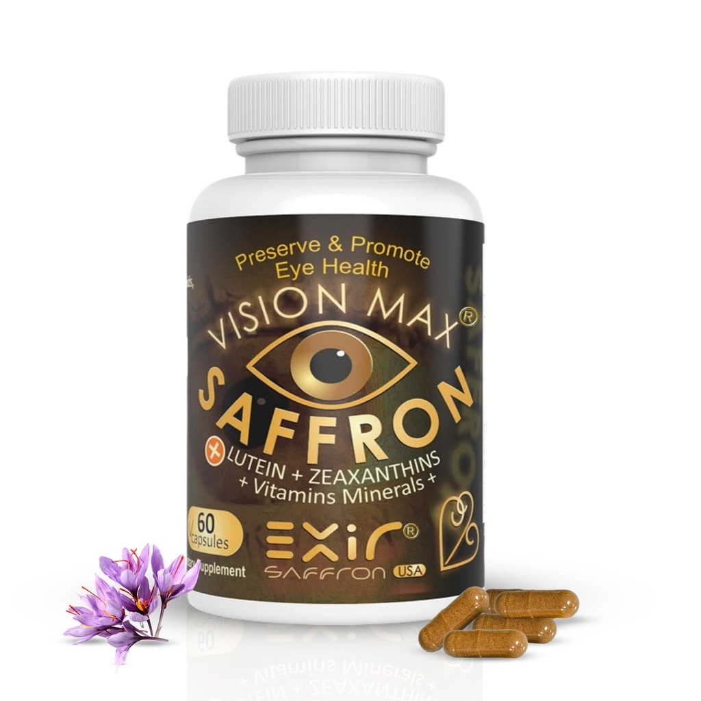 Eye Vitamins Supplement - Nutritional Support - with Saffron, Lutein, Grape Seed & Vitamin & Mineral, 60 Capsule