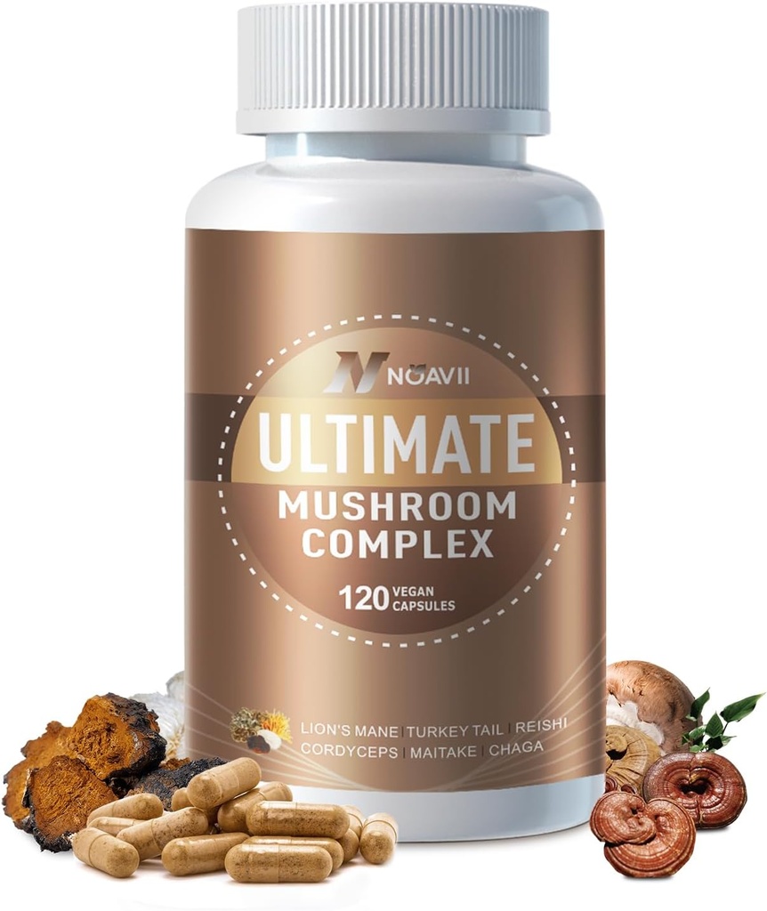 Paddestoelen Complex Supplement 2600mg, 120 Capsules - 10 Paddenstoelen Blend - Reishi, Lions Mane, Cordyceps, Chaga, Turkije Tail, Maitake, Shiitake, Oyster Nootropic Complex - Brain, Energy, Focus Pillen
