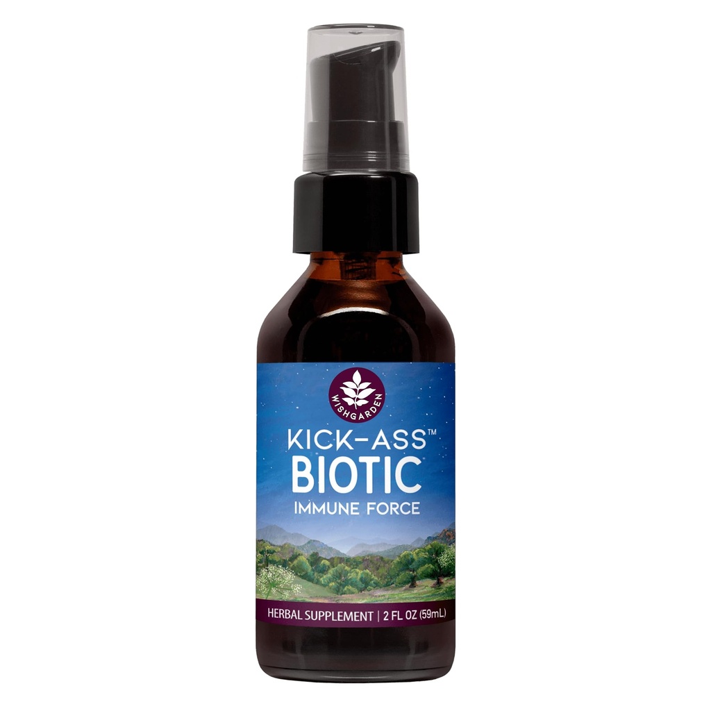 WishGarden Kruiden Kick-Ass Biotic Immune Hero - Plant-Based Herbal Biotic Formula met Usnea Lichen, Hop, Echinacea & Goldenseal, Ondersteunt gezonde Immune, Respiratory & Lymph System Functie, 2oz