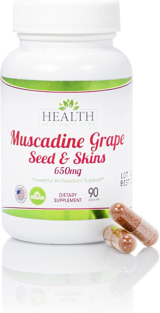 Gezondheid zoals het moet zijn Muscadine Grape Seed & Skins 650 mg Supplement 