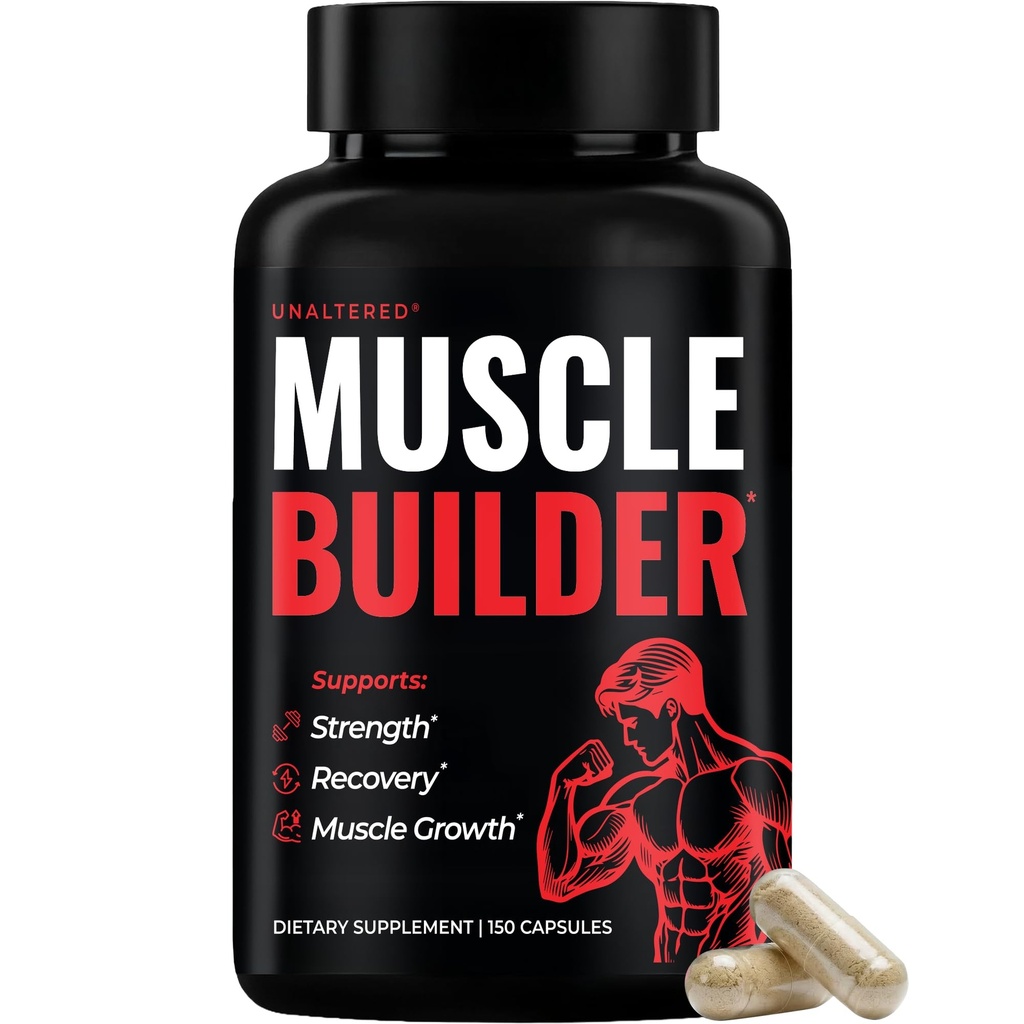 UNALTERED Anabole Spierbouwer voor mannen - Groei, grootte, kracht - Natuurlijke spieropbouw Supplement & Energy Booster - Tribulus Terrestris, Ginseng, Vitamine D3, Ashwagandha - 150 capsules