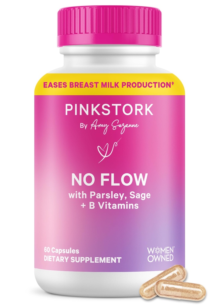 Pink Stork No Flow: Dry up Breast Milk Supply met salie, petroleum, en B vitamines, Postpartum Essentials voor vrouwen te stoppen met borstvoeding en vermindering van de melkproductie, 60 capsules
