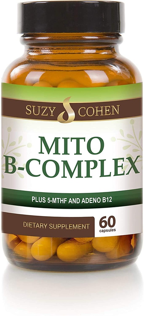 Suzy Cohen, Mito B Complex Dieetsupplement, 5-MTHF, Adeno B12, Methylatie Ondersteuning, Ondersteunt Gezond Zenuwstelsel, Boost Energie, Vitamine B, 60 Servers
