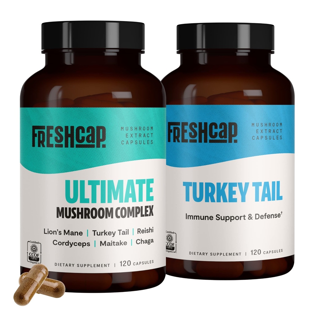 FreshCap Paddestoelen Immunity Bundle (Turkije Staart Capsules en Ultimate Mushroom Complex Capsules)