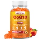 Suikervrije CoQ10 Gummies 3000 mg - Plus Omega-3, Vitamine B3 & Zink, Hoge Absorptie Co-enzym Q10 Supplementen voor Cellular Energy & Antioxidant Support, Vegan 60 Tel.