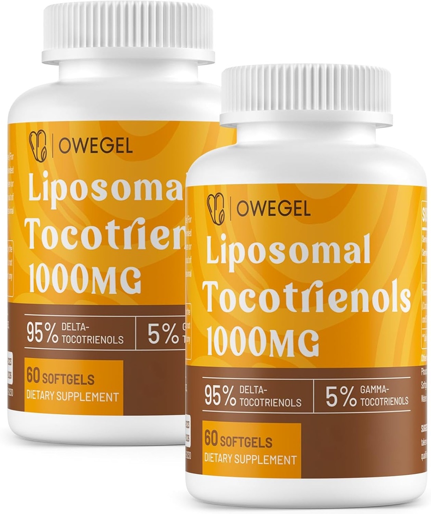 Vitamine E Tocotrienolen Supplementen 1000mg - Hoge potentie Liposomale Tocotrienol Capsules,95% Delta & 5% Gamma Tocotrienols Ondersteuning Huid, Bone, Antioxidant,120 Softgels