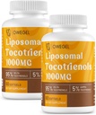Vitamine E Tocotrienolen Supplementen 1000mg - Hoge potentie Liposomale Tocotrienol Capsules,95% Delta & 5% Gamma Tocotrienols Ondersteuning Huid, Bone, Antioxidant,120 Softgels