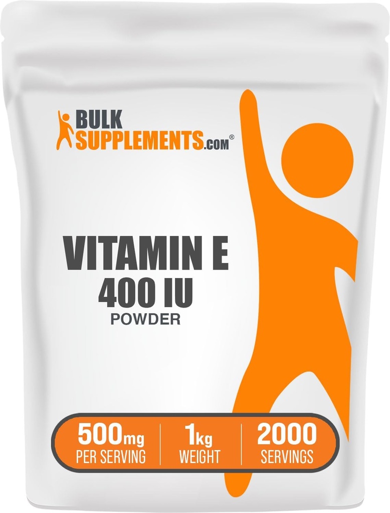BulkSupplements.com Vitamine E 400 IE Poeder - als D-Alpha Tocoferol, Vitamine E Supplementen - Glutenvrij, 500mg per portie, 1kg (2,2 lbs) (verpakking van 1)