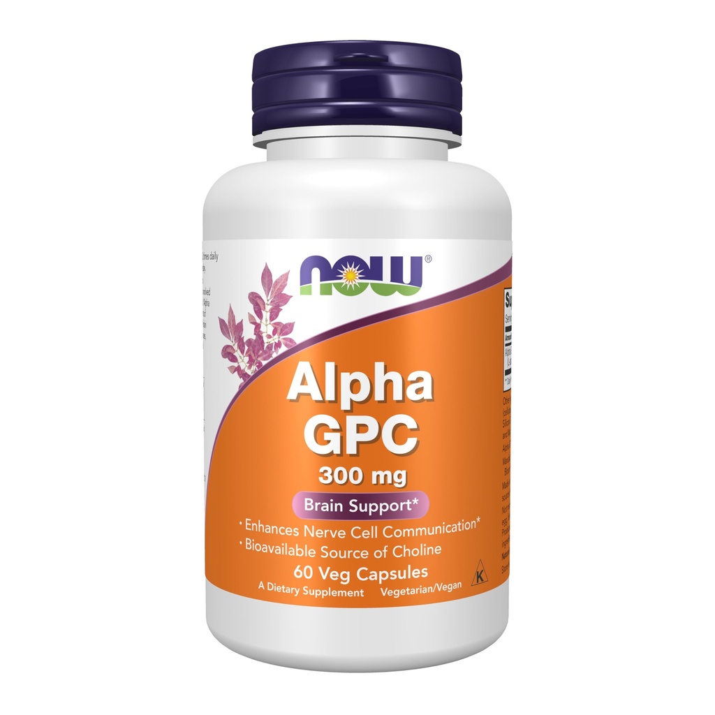NOW Supplementen, Alpha GPC 300 mg met Bio available Bron van Choline, 60 Veg Capsules