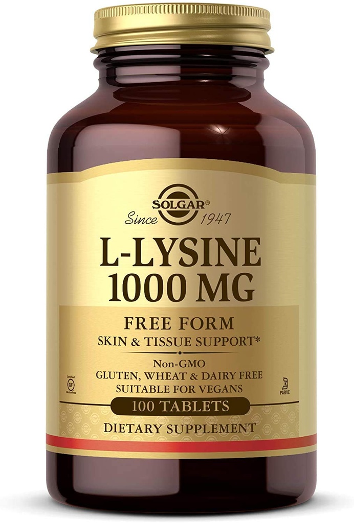 Solgar L-Lysine 1000 mg, 100 tabletten - Verbeterde absorptie en assimilatie - Bevordert integriteit van huid en lippen - Collageen Ondersteuning - Aminozuren - Niet GGO, Veganistisch, Glutenvrij - 100 porties